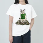 犬グッズの店しえるぶるーのマフラーを着けたフレンチブルドッグ　クリーム Heavyweight T-Shirt