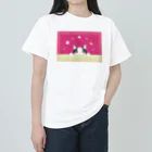 Esassy shopのマゼンタピンク！そっと覗く猫 Heavyweight T-Shirt