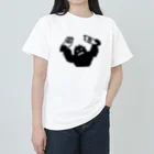 QUQU_WORKSのスノーボードをへし折るイエティ ブラック Heavyweight T-Shirt