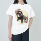 卯月まめのもふもふイラスト屋さんの【No.11】I LOVE FERRET ヘビーウェイトTシャツ