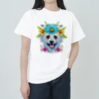 znbmsrrの花柄のポメラニアン犬と子犬。 女の子と男の子への美しい贈り物。 ヘビーウェイトTシャツ