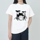 ロジローのドラム(ネコ)黒 ヘビーウェイトTシャツ