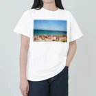 つぶらな瞳〜ずのスペインのビーチ ヘビーウェイトTシャツ