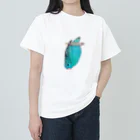 森図鑑の[森図鑑] サザナミインコ水色 ヘビーウェイトTシャツ