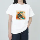 むぎちゃやのサイバーパンク猫AI004 ヘビーウェイトTシャツ