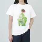 ききものやの緑の着物の女性 ヘビーウェイトTシャツ