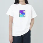 くものみせのむらさきとあおいそらとしろいくも ヘビーウェイトTシャツ