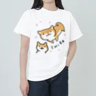 天の川の花と柴犬 ヘビーウェイトTシャツ