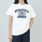 sports_tower スポーツタワーの100メートル競走・短距離走・陸上競技・トラック種目・デザイン・Tシャツ・陸上部・男子・女子・ジュニア・入賞・有力・確実・候補・有望・応援・精神力・集中力・日本人・陸上魂・100m走 ヘビーウェイトTシャツ