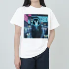 ペンギンとネオンとサイバーのサイバーペンギンたちの街と住人 Heavyweight T-Shirt