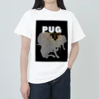 INULAVITAのPug silhouette ヘビーウェイトTシャツ