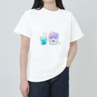 胡乱観光物産館渦音　SUZURI店のねことくらげとミトコンドリアとかき氷 Heavyweight T-Shirt