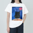 superkemo3の赤い月と夜空を見上げる猫 Heavyweight T-Shirt