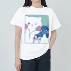 tafu tafuのかわいいポーズのしろぎんしま ヘビーウェイトTシャツ