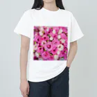 フラワーアイテムの全画面ピンクローズ1 ヘビーウェイトTシャツ