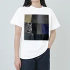 aco's shopのブラックデニムと異素材パッチワーク ヘビーウェイトTシャツ