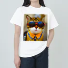 幻想的で創造的の猫にサングラス ヘビーウェイトTシャツ