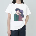 まもる@動画編集者の抱き合う二人 ヘビーウェイトTシャツ