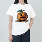 朱音琴音のドット絵のハロウィンかぼちゃのおばけ ヘビーウェイトTシャツ