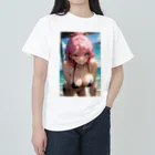RGセクシーガールのピンク髪の美少女 ヘビーウェイトTシャツ