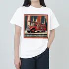 ビッグスマイルライフのレトロはしご車　渋い ヘビーウェイトTシャツ