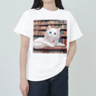 yoiyononakaの図書室の番猫03 ヘビーウェイトTシャツ