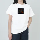 umakoiの火が灯る蝋燭とハロウィンカボチャのドット絵 Heavyweight T-Shirt