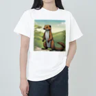 京都イラスト工房の動物シリーズ18：イタチ ヘビーウェイトTシャツ