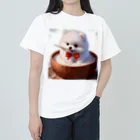 Pom-Dog'sのご飯に埋もれる白ポメ Heavyweight T-Shirt