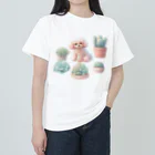 わんにゃんsucculentのトイプーと多肉植物 ヘビーウェイトTシャツ