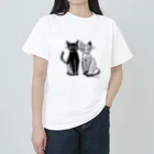 すずきいくやの白と黒の二匹の猫 Heavyweight T-Shirt