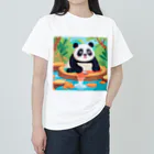 萌えキャラ大好きの温泉を楽しむパンダイラストのグッズ ヘビーウェイトTシャツ