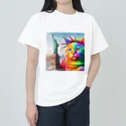 ニャーちゃんショップの自由の女神とカラフルキャット ヘビーウェイトTシャツ
