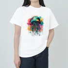 Moodifyのサイバーパンククラゲ　ミズクラゲ　水彩画スプラッシュ Heavyweight T-Shirt