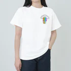 kurochan-funtoukiのかわいい雲が虹を架ける ヘビーウェイトTシャツ