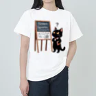 niko&PANDA shopのリーマン予想を解こうとしている猫の学者さん ヘビーウェイトTシャツ