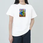 rituhouのカラフルグリッド・コレクション ヘビーウェイトTシャツ