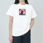 ChicCanvas Boutiqueの桜舞い散る中でたたずむ可愛いトイプードル ヘビーウェイトTシャツ