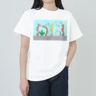 森図鑑の[森図鑑] 仲間に入れて（背景水色） ヘビーウェイトTシャツ