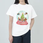 GLOBEのトナカイと愉快な動物たちのクリスマススノードーム Heavyweight T-Shirt