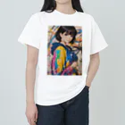 80s pop anime artの彼女はみなぎるエネルギーと魅力を放つ ヘビーウェイトTシャツ