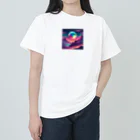 G-EICHISの山から昇る月、シンセウェイヴカラー ヘビーウェイトTシャツ