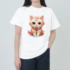 日向ぼっこの縁起猫 ヘビーウェイトTシャツ