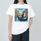 ニャーちゃんショップのヴェネツィアの水路でゴンドラに乗っているネコ Heavyweight T-Shirt