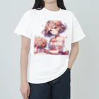 raio-nの春の花畑と少女 Heavyweight T-Shirt