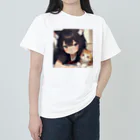 かさぎたすくのね子ちゃんと子ネコ　ん？ ヘビーウェイトTシャツ