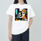 ネコのサイバーパンク風PCネコ Heavyweight T-Shirt