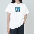 raft.weavingの狩猫ブルー ヘビーウェイトTシャツ