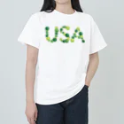 junichi-goodsのバルーン文字「USA」（緑色系） Heavyweight T-Shirt