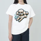 Tokyo_Doodleのもふもふアプリコット　トイプードル　みずあそび ヘビーウェイトTシャツ